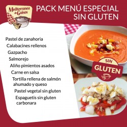 Pack menú especial Sin Gluten. Asesorados por ASPROCESE-FACE RESTAURACIÓN.