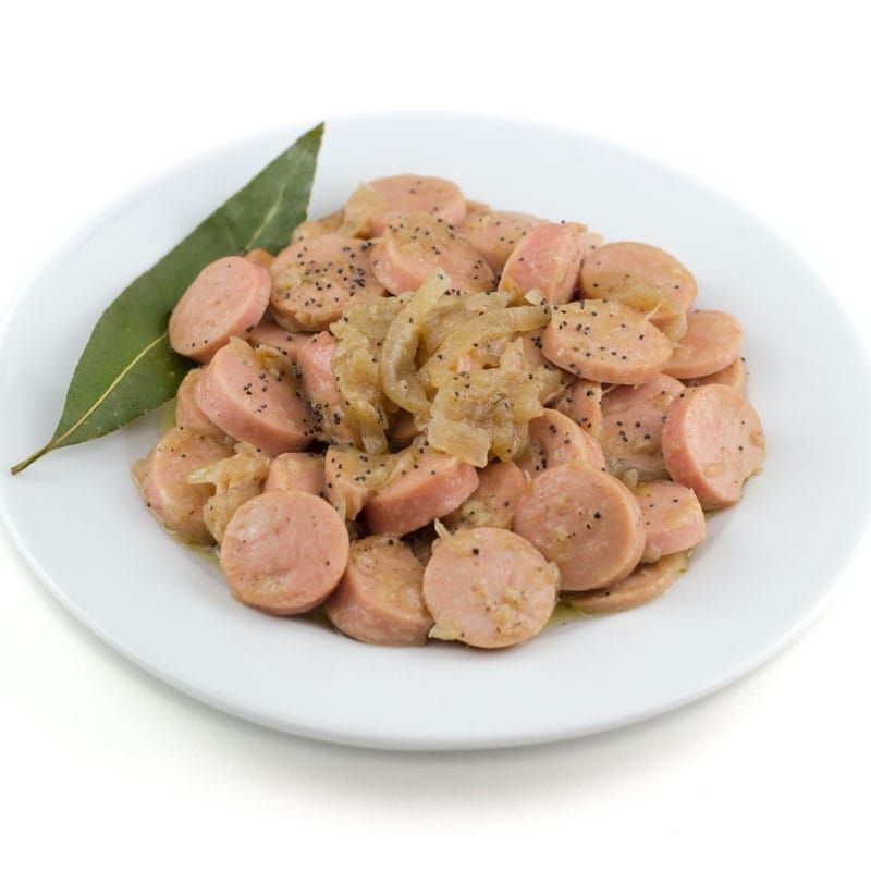 Salchichas frescas al vino