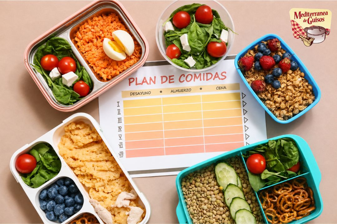Platos de comida casera preparada a domicilio para organizar el menú semanal