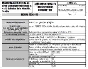 arroz con gambas al ajillo ficha tecnica