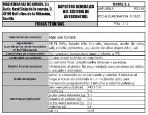 atun con tomate ficha tecnica