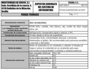 atun encebollado ficha tecnica