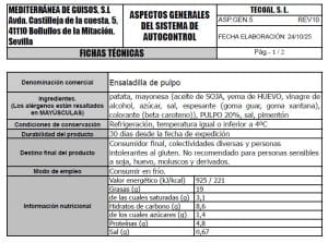 ensaladilla de pulpo ficha tecnica