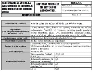 flan de polea sin azucar ficha tecnica