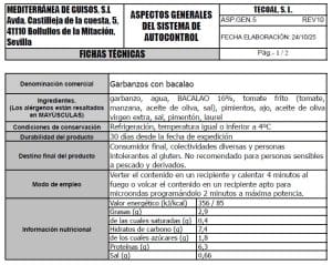 garbanzos con bacalao ficha tecnica