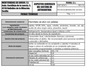marmitako de atun con patatas ficha tecnica