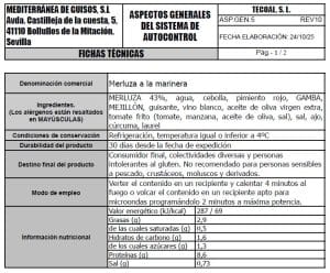 merluza a la marinera ficha tecnica
