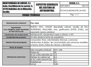 pan keto ficha tecnica