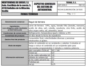 ragut de ternera ficha tecnica