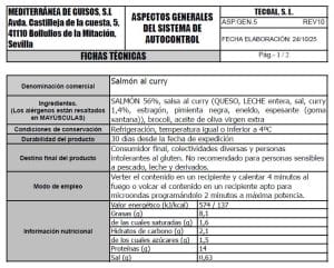 salmon al curry ficha tecnica