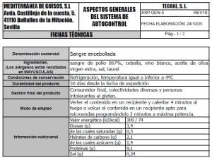 sangre encebollada ficha tecnica