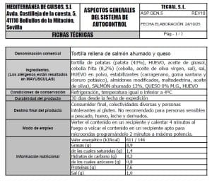 tortilla rellena de salmon ahumado y queso ficha tecnica